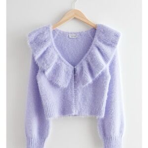 &other stories cropped fuzzy sweater